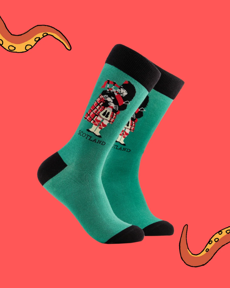 Mint Green Scottish Piper Crew Socks