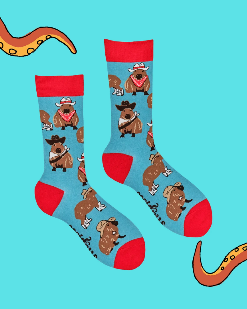 Denim Cowboy Capybara Crew Socks