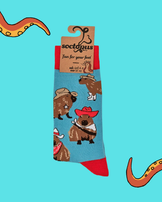 Denim Cowboy Capybara Crew Socks