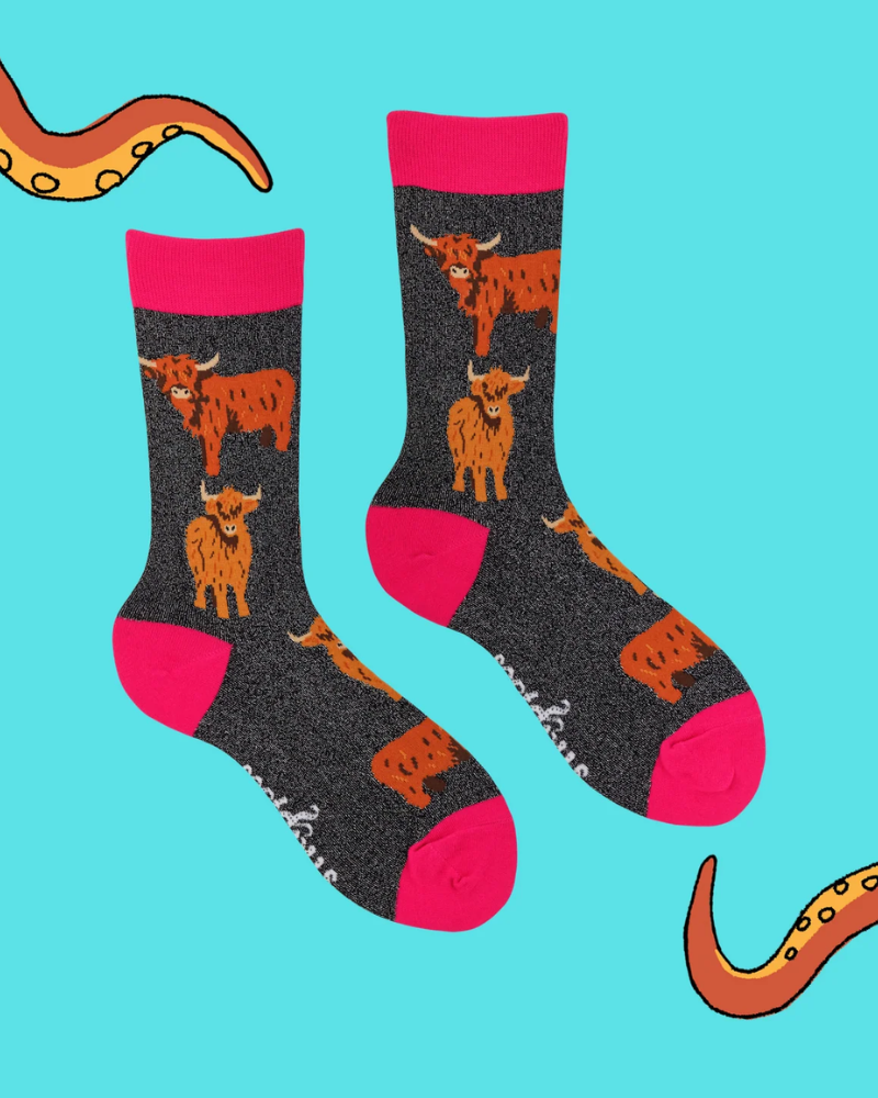 Glamour Highland Cows Crew Socks