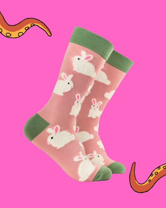 Fluffy Bunny Rabbit Crew Socks