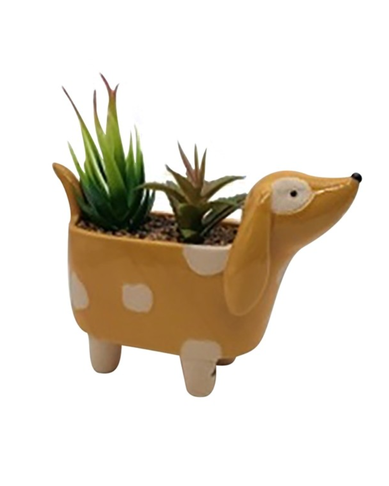Sausage Dog Plant Pot Mustard