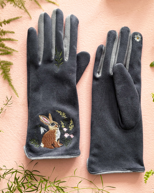 Secret Garden Embroidered Rabbit Gloves
