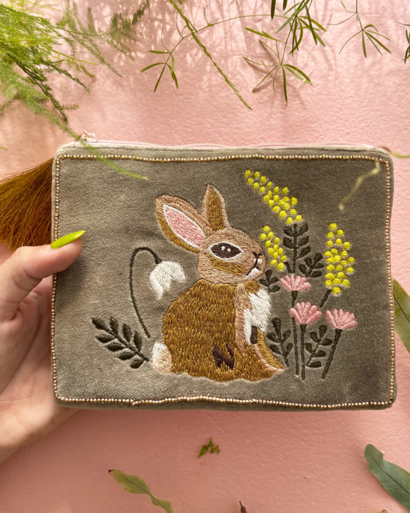 Secret Garden Rabbit Velvet Tassel Pouch