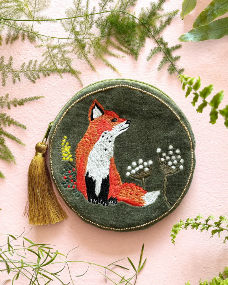 Secret Garden Fox Round Zip Purse