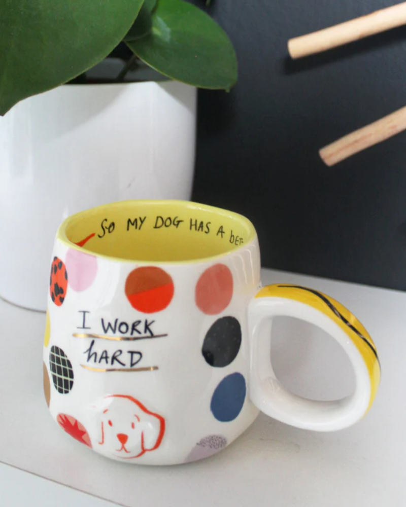 I Work Hard Dog Embossed Mug