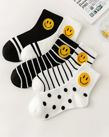 Smiley Striped Assorted Unisex Socks