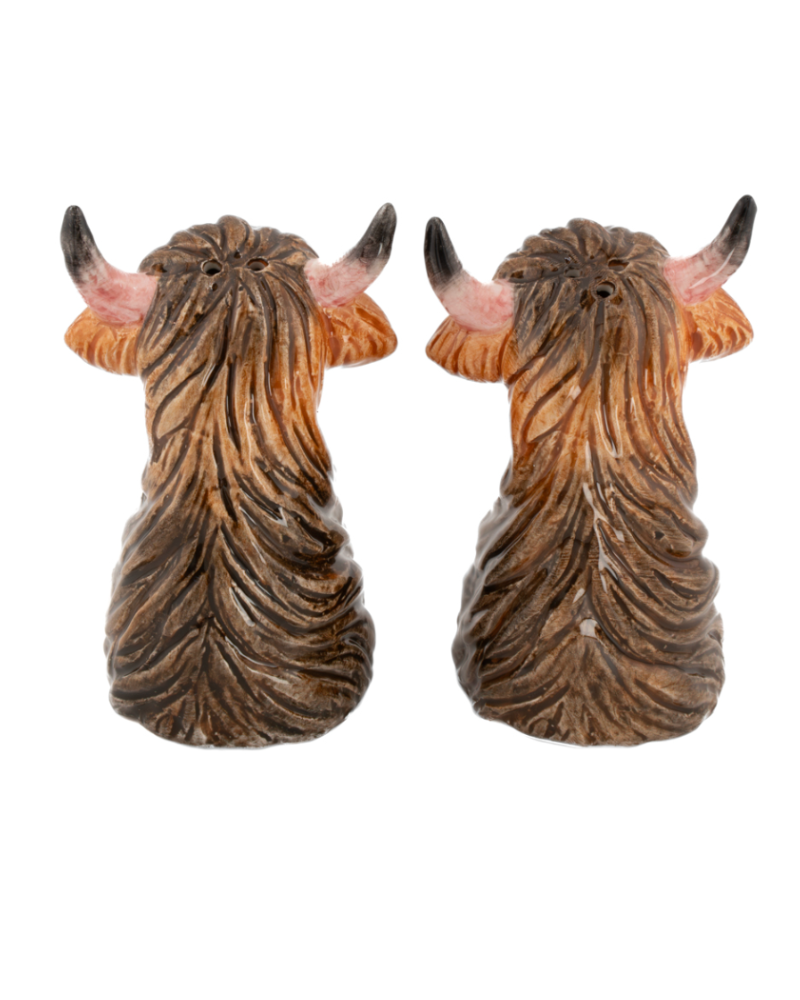 Painted Highland Cow Heads Salt & Pepper Set