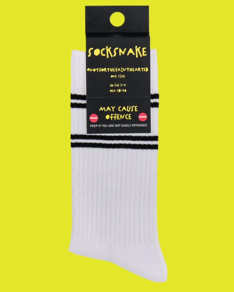 Fuck Off Sweary Sport Socks White & Black
