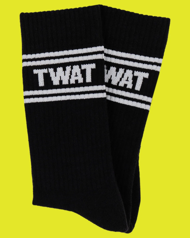 Twat Sweary Sport Socks Black & White