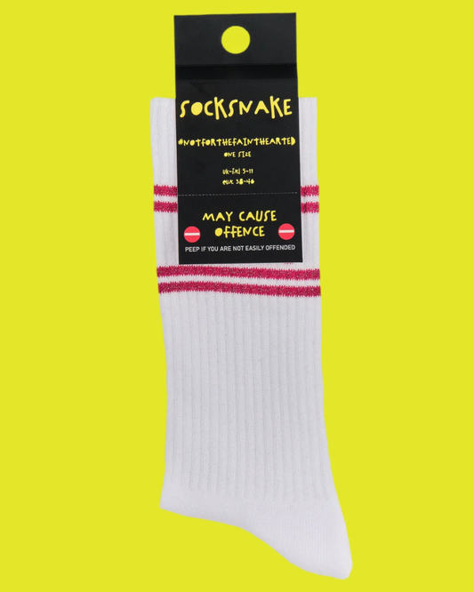 Cunt Sweary Sport Socks White & Pink Lurex