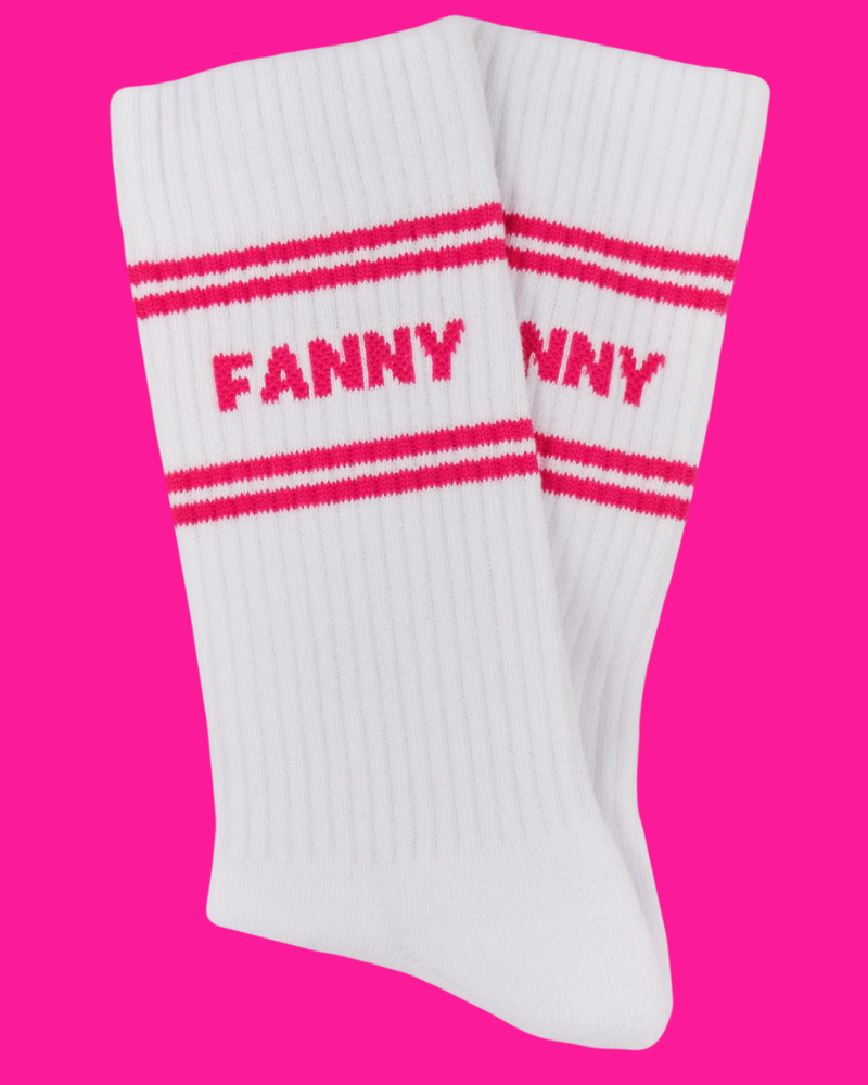Fanny Sweary Sport Socks White & Pink