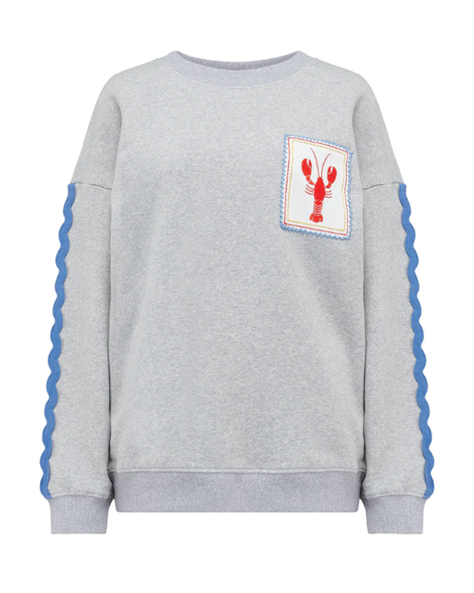 Eadie Grey Marl Lobster Relaxed Sweatshirt By Sugarhill Brighton