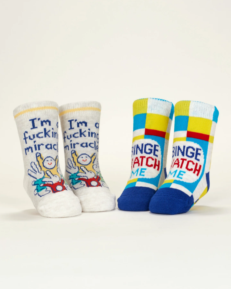 Binge Watch Me & Miracle Baby Socks Set of Two