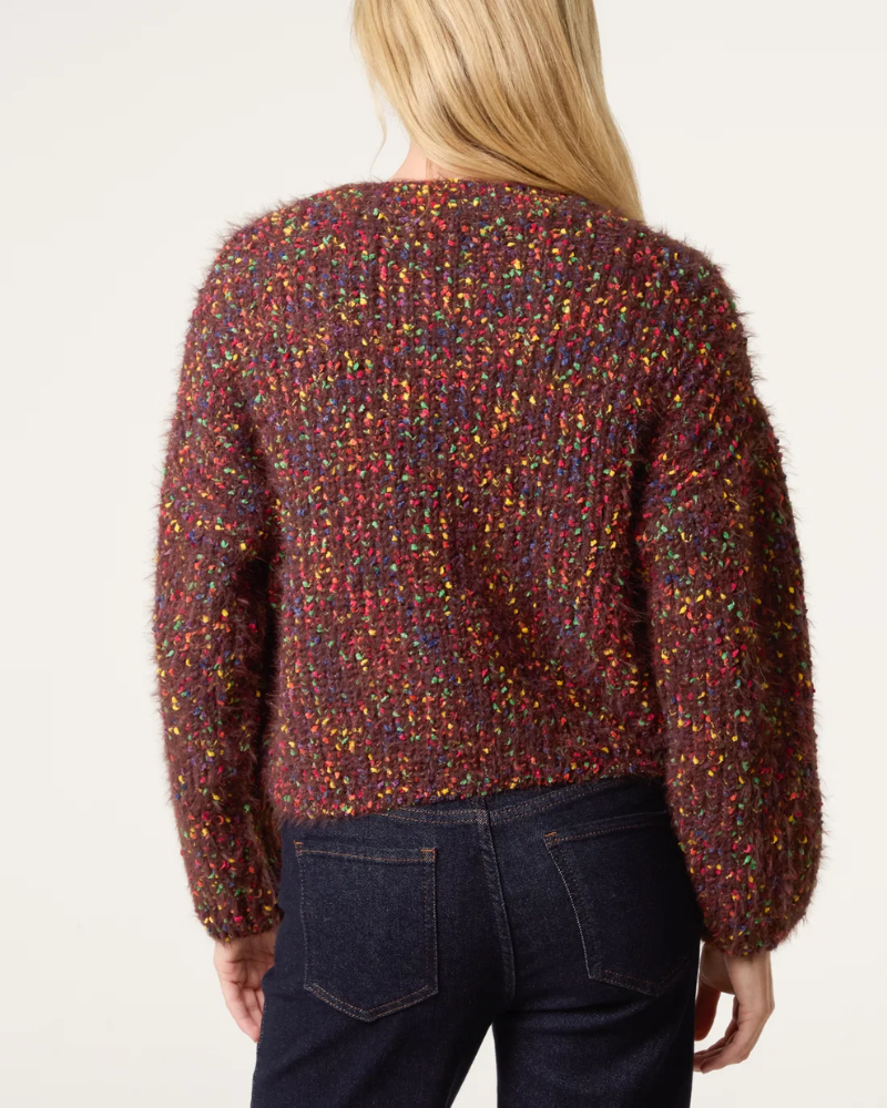 Space Dye Speckled Cropped Jumper in Brown