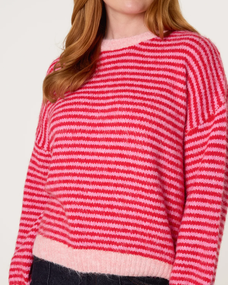 Cosy Pink & Red Stripe Jumper