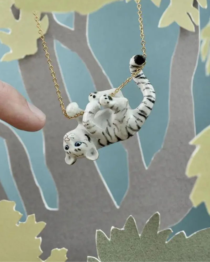 White Tiger Porcelain Necklace by Camp Hollow