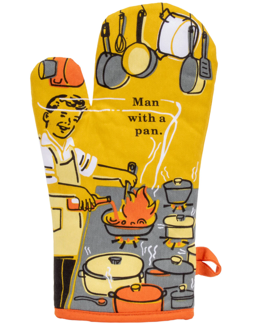 Man With a Pan Oven Mitt