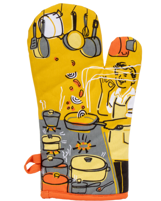 Man With a Pan Oven Mitt