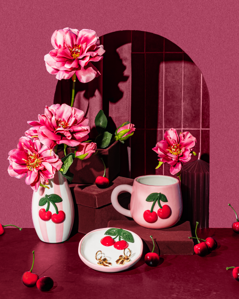 Handpainted Cherry Vase