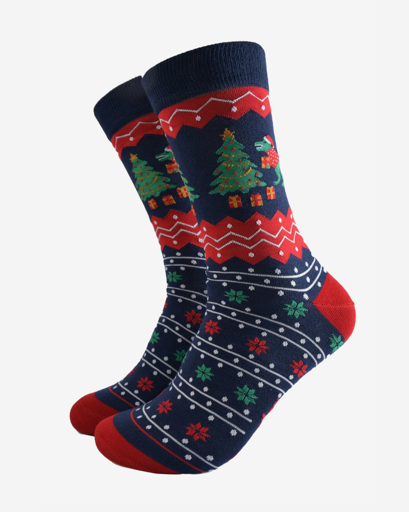 T-Rex Christmas Tree Bamboo Socks