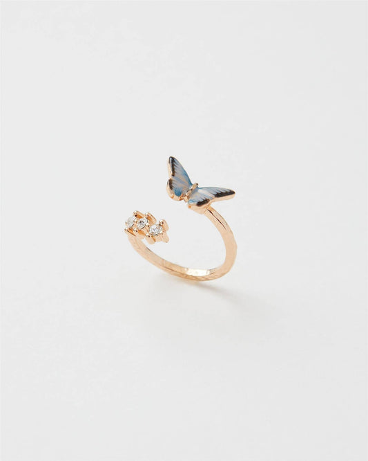 Enamel Blue Butterfly Ring