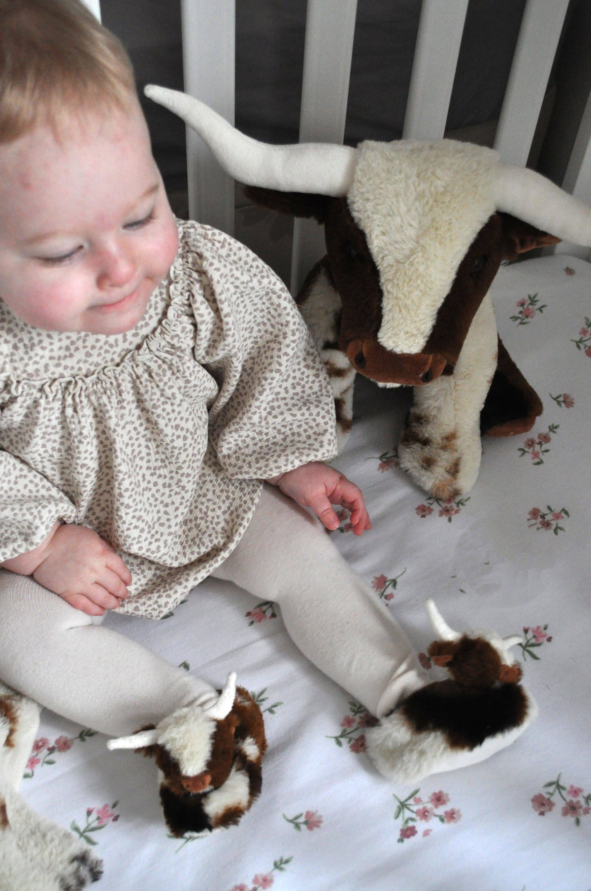 Texas Longhorn Highland Cow Plush Baby Slippers