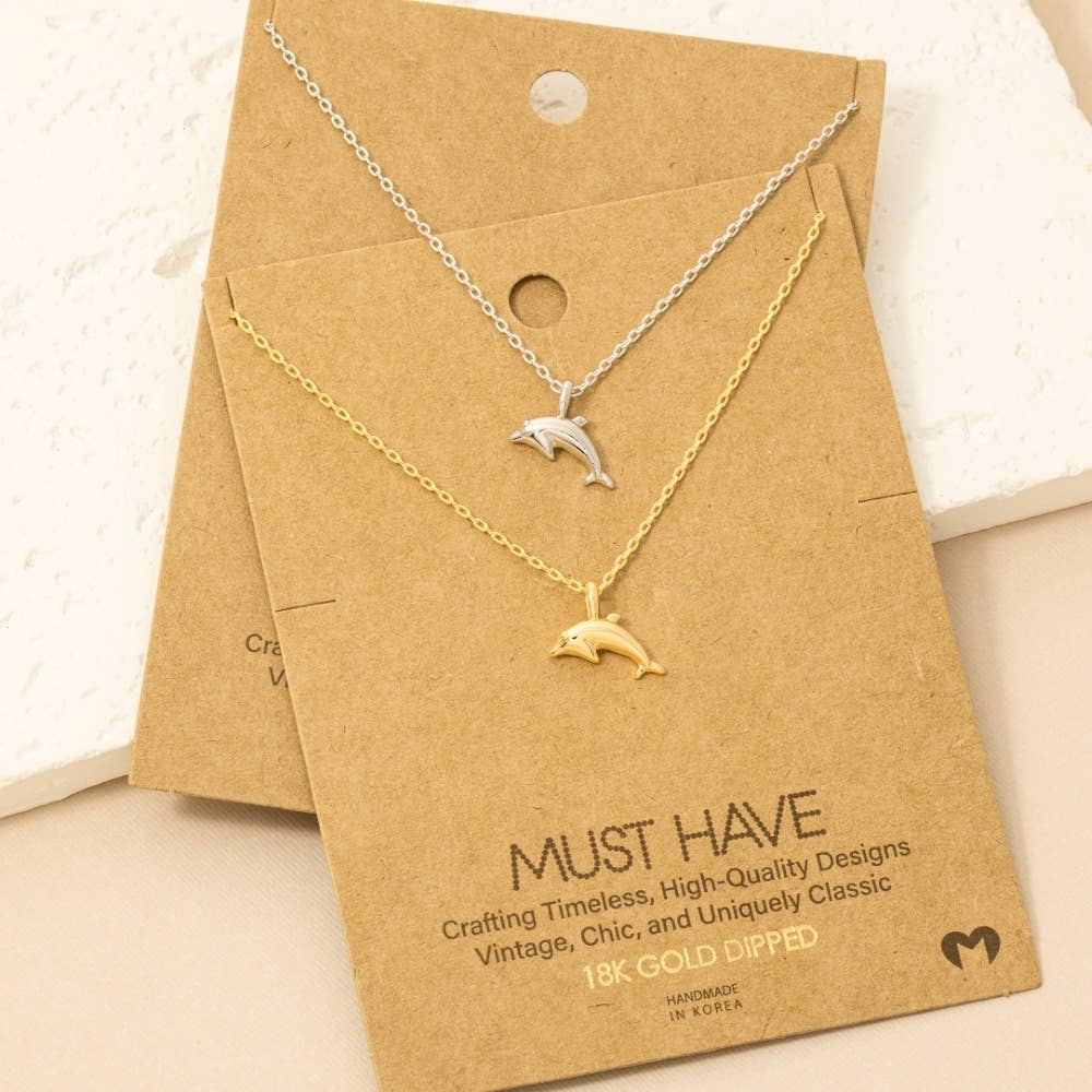 Dolphin Pendant Necklace in Silver