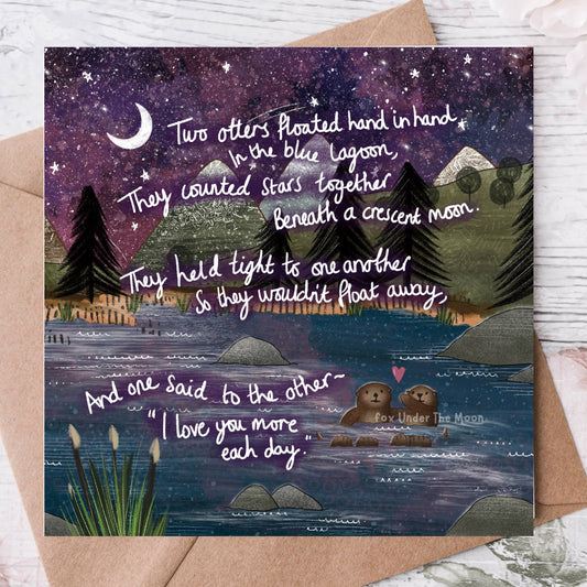Hand In Hand Otters in Love Greeting Card