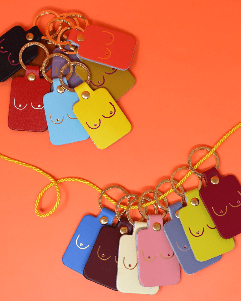 Assorted Boob Leather Keyrings By Ark Colour Design - Pink Poodle Boutique - ARK - KEY - BOOB - ACIDGREEN