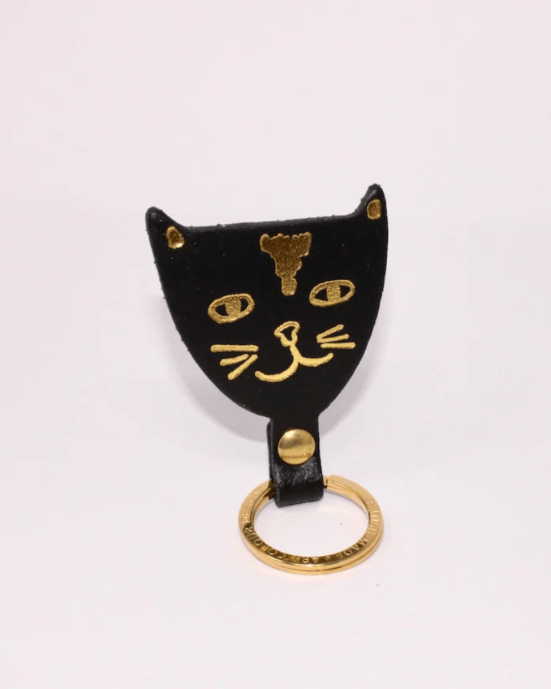Assorted Cat Head Leather Keyring by Ark Colour Design - Pink Poodle Boutique - ARK - KEY - CAT BLACK