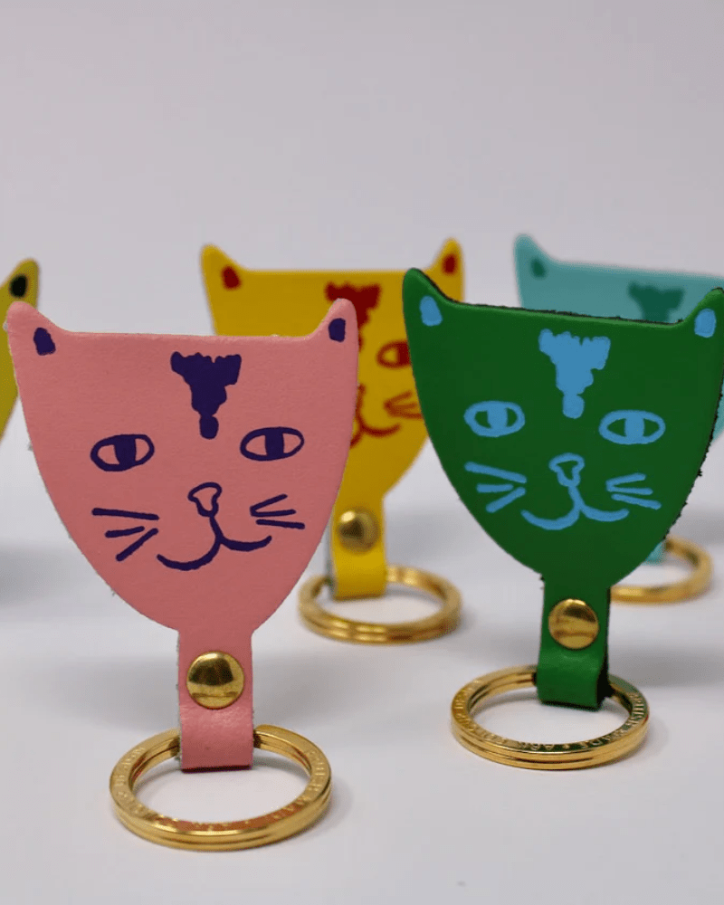 Assorted Cat Head Leather Keyring by Ark Colour Design - Pink Poodle Boutique - ARK - KEY - CAT PINK