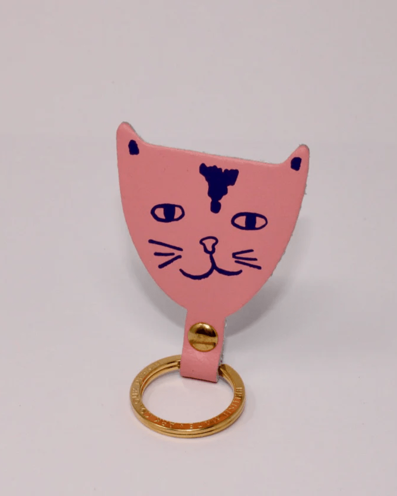 Assorted Cat Head Leather Keyring by Ark Colour Design - Pink Poodle Boutique - ARK - KEY - CAT PINK