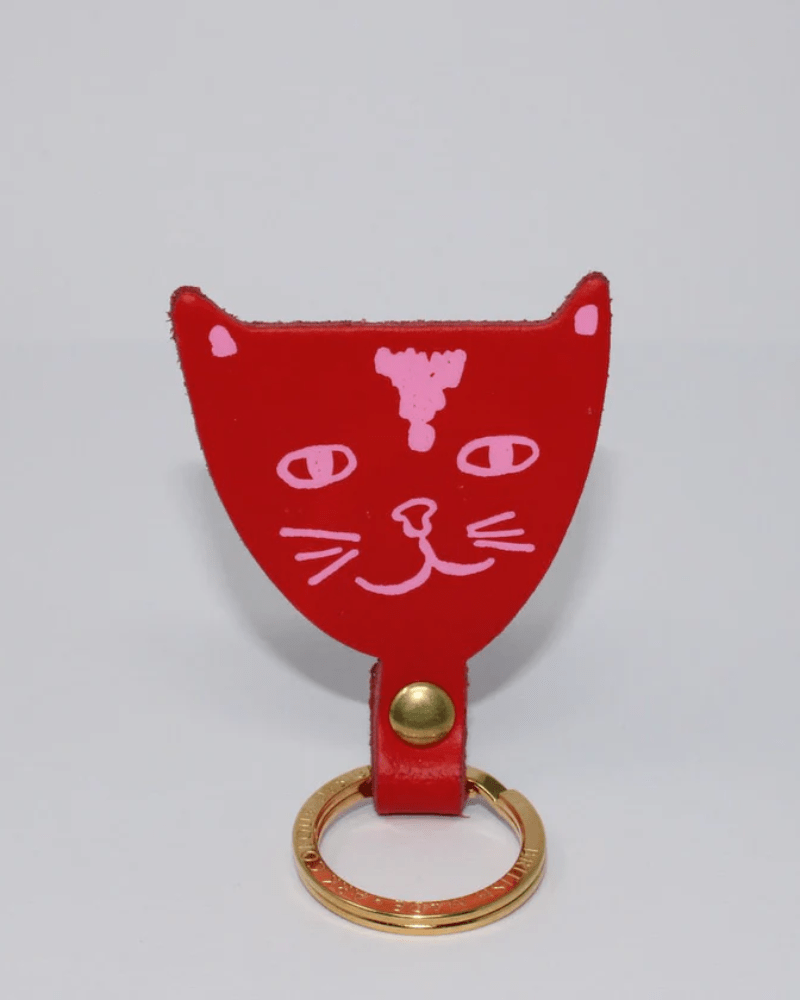 Assorted Cat Head Leather Keyring by Ark Colour Design - Pink Poodle Boutique - ARK - KEY - CAT RED