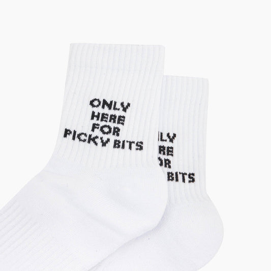 Only Here For Picky Bits Organic Cotton Sports Socks in White
