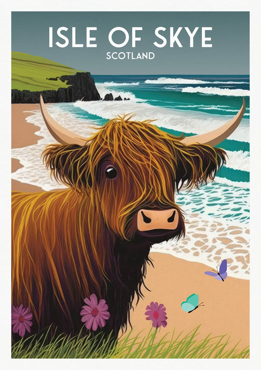 Isle of Skye Highland Cow A4 Print