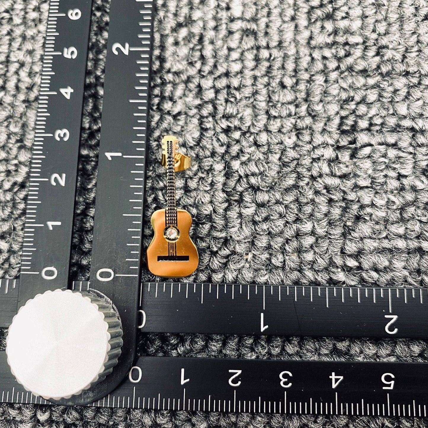 Gold Plated Stainless Steel Guitar Stud Earrings