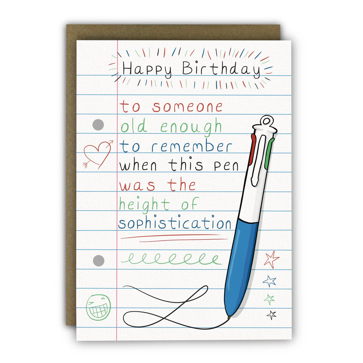 4 Colour Pen Birthday Card