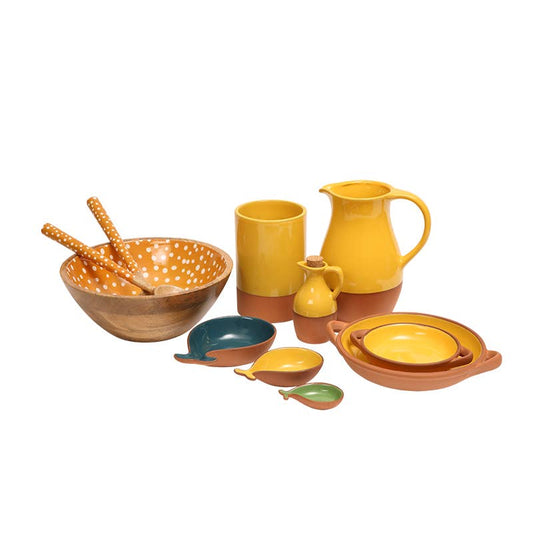 Sintra Glazed Terracotta Oil Drizzler in Ochre Yellow
