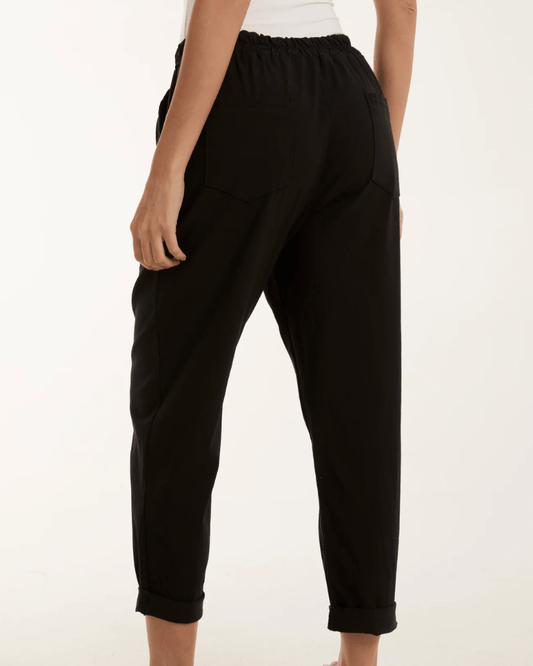 Black Washed Relaxed Fit Magic Trousers - Pink Poodle Boutique - NV3812IT003 - BLACK