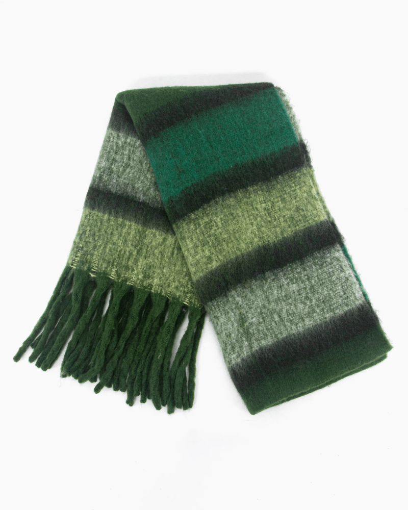 Blair Green Block Stripe Heavyweight Scarf - Pink Poodle Boutique - 1449GR