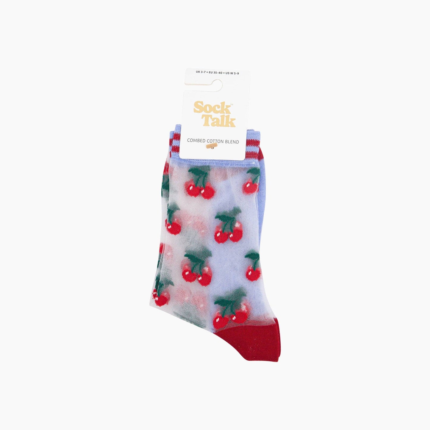 Cherry Fruit Combed Cotton Sheer Pop Socks