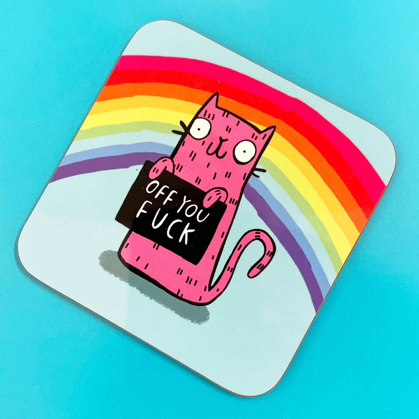 Off You Fuck Sweary Cat Coaster