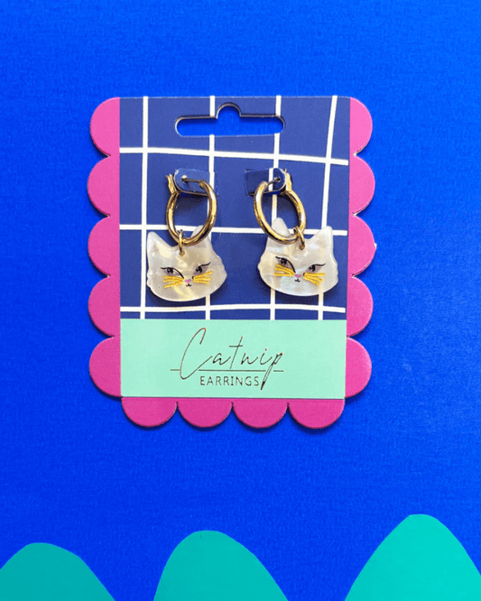 Catnip Cat Hoop Earrings - Pink Poodle Boutique -