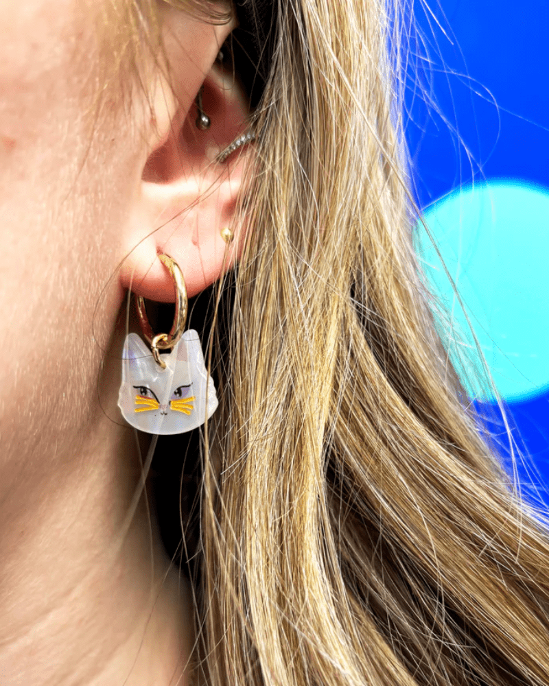 Catnip Cat Hoop Earrings - Pink Poodle Boutique -