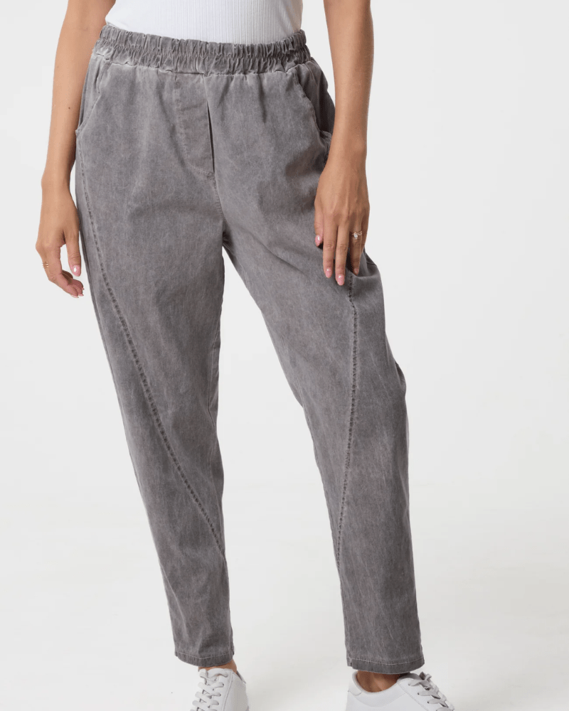 Charcoal Washed Relaxed Fit Magic Trousers - Pink Poodle Boutique - NV3812IT003 - CHARCOAL