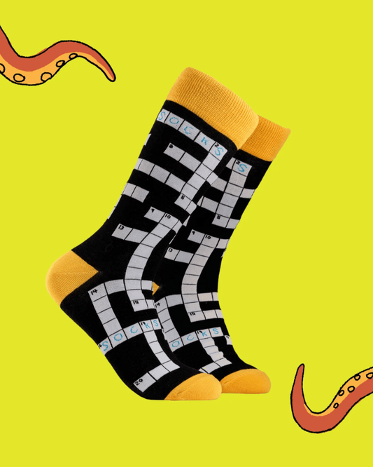 Crossword Puzzle Crew Socks - Pink Poodle Boutique -