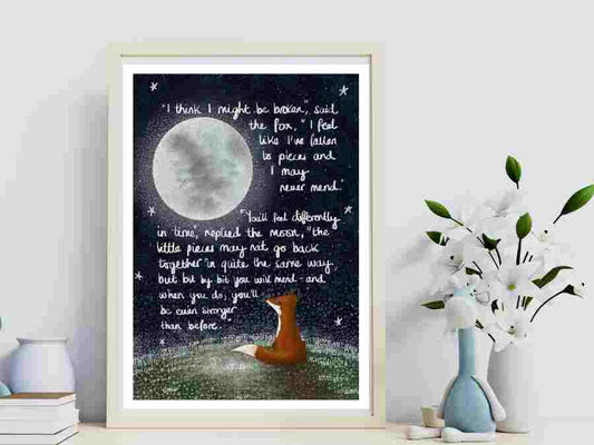 Broken Fox Moon A4 Art Print