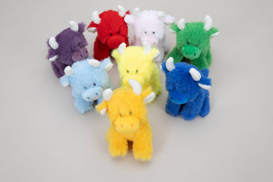 Mini Highland Cow Plush Toy in Dark Blue