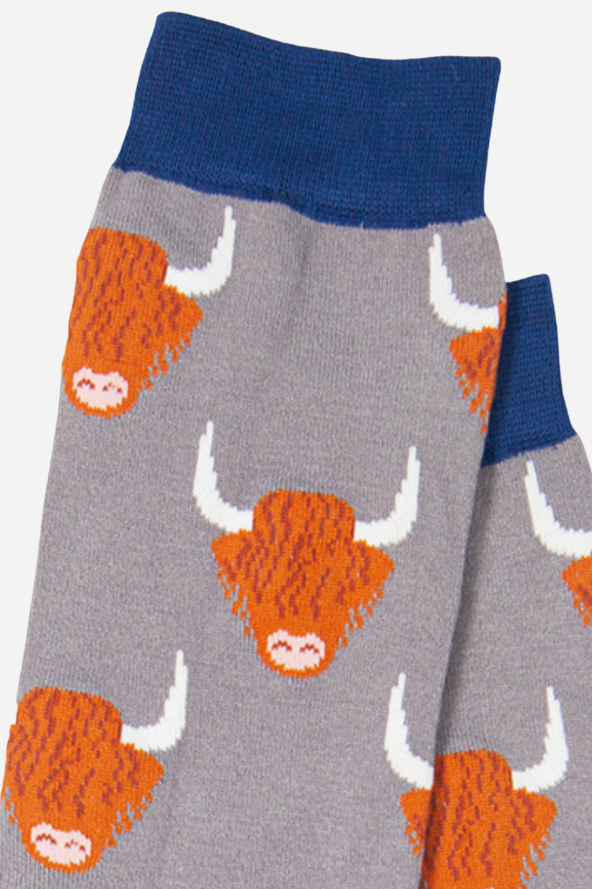 Grey Highland Cow Bamboo Crew Socks